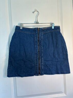 H&M Denim Front-Zip Mini Skirt - Blue